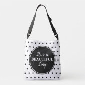 Monogram witte zwarte stippen citaat crossbody tas (Achterkant)