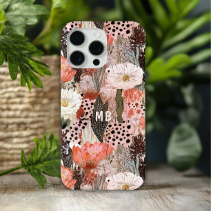Monogram Woestijn Boho Bloemig Modern Chic iPhone 15 Pro Max Hoesje