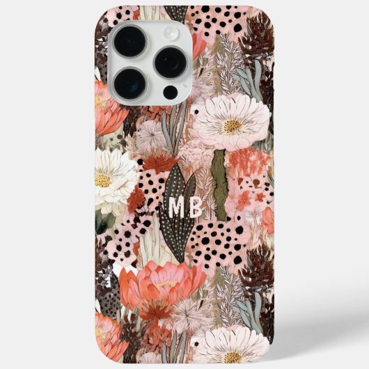 Monogram Woestijn Boho Bloemig Modern Chic Case-Mate iPhone Case (Achterkant)
