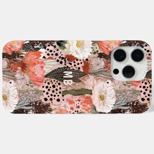 Monogram Woestijn Boho Bloemig Modern Chic Case-Mate iPhone Case (Achterkant (horizontaal))