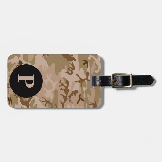Monogram Woestijn Militaire Camo Camouflage Cirkel Bagagelabel (Voorkant horizontaal)