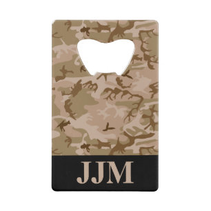 Monogram Woestijn Militaire Camo Camouflage Zwart Creditkaart Flessenopener