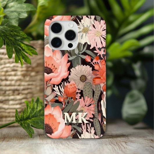 Monogram Woestijn Wilde Bloemen Moderne Bloem Case-Mate iPhone Case