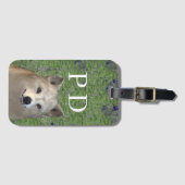 Monogram wolf met groen bagagelabel (Voorkant (horizontaal))