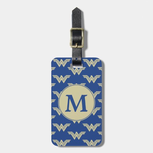 Monogram Wonder Woman Logo Patroon Bagagelabel (Voorkant verticaal)