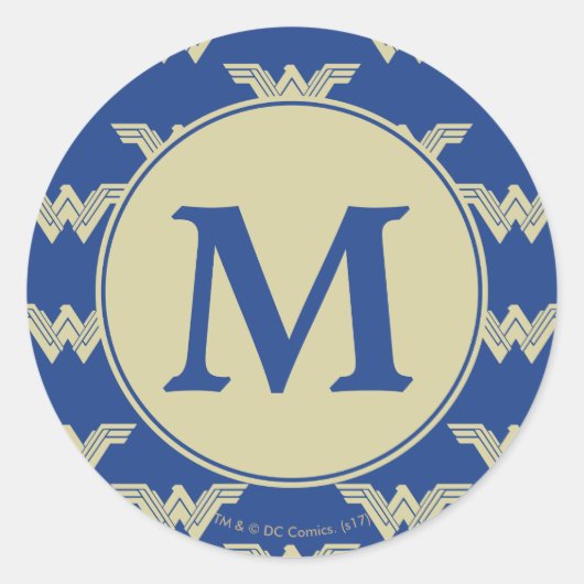 Monogram Wonder Woman Logo Patroon Ronde Sticker (Voorkant)