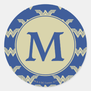Monogram Wonder Woman Logo Patroon Ronde Sticker
