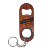Monogram Wood Grain Foto Weddenschap Sleutelhanger Flessenopener (Voorkant)