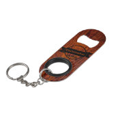 Monogram Wood Grain Foto Weddenschap Sleutelhanger Flessenopener (Voorkant Gekanteld)