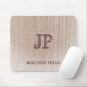 Monogram Wood Kijk Trendy Elegant Sjabloon Muismat (Met muis)