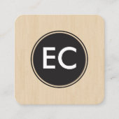 Monogram Wood Vierkante Visitekaartje (Voorkant)