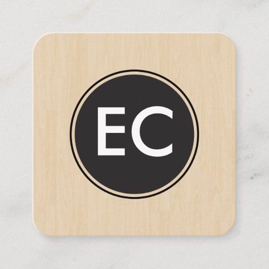 Monogram Wood Vierkante Visitekaartje (Voorkant)