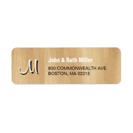 Monogram Wooden Return Address 1 Etiket