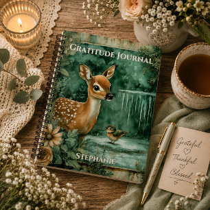 Monogram Woodland Deer Dankbaarheidsjournaal Notitieboek