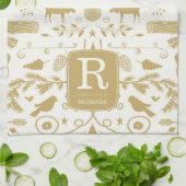 Monogram Woodland Holiday Keuken Handdoek (Gevouwen)