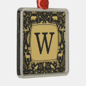 Monogram Woodland Holiday Metalen Ornament (Rechts)