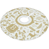 Monogram Woodland Holiday Tree Skirt / Gold Kerstboom Rok (Gekanteld)
