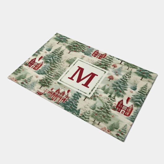 Monogram Woodland rustieke land kerst schattig Deurmat (Schuin)