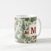 Monogram Woodland rustieke land kerst schattig Koffiemok (Voorkant rechts)