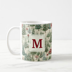 Monogram Woodland rustieke land kerst schattig Koffiemok