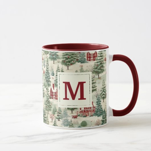 Monogram Woodland rustieke land kerst schattig Mok (Rechts)