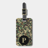 Monogram Woodland Tan Green Camo Camouflage Circle Bagagelabel (Voorkant verticaal)
