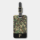 Monogram Woodland Tan Green Camo Camouflage Zwart Bagagelabel (Voorkant verticaal)