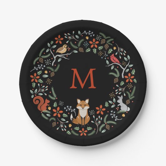 Monogram Woodland Wreatpaper Bord (Voorkant)