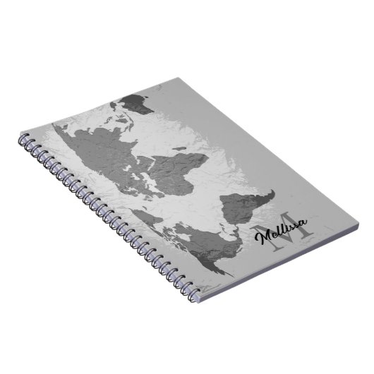  Monogram World Map Traveler Name Gift Favor Notitieboek (Rechterzijde)