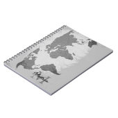  Monogram World Map Traveler Name Gift Favor Notitieboek (Linkerzijde)