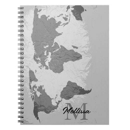  Monogram World Map Traveler Name Gift Favor Notitieboek (Voorkant)