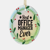 Monogram World's Best Office Manager Keramisch Ornament (Rechts)