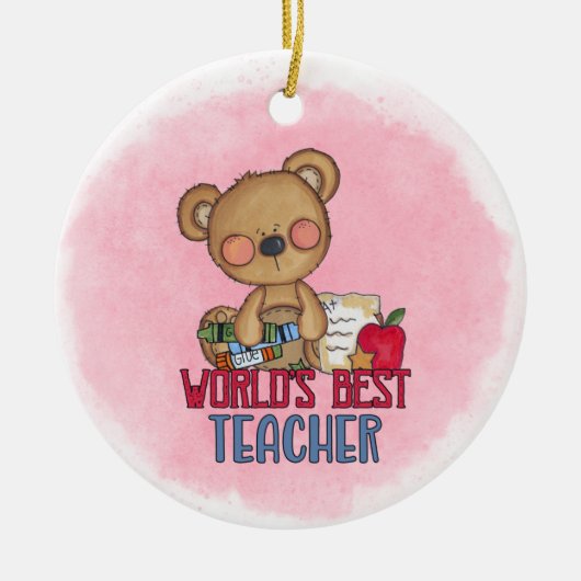 Monogram World's Best Teacher Ceramic Ornament (Voorkant)