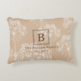 Monogram Wortelbloem Silhouet Zacht Beige Accent Kussen