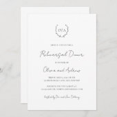 Monogram Wreatclassic Elegant Rehearsal Dinner Kaart (Voorkant / Achterkant)