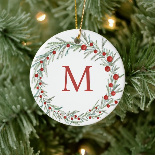Monogram Wreated Kerstkeramische sieraad Keramisch Ornament (Boom)