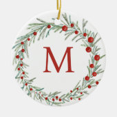 Monogram Wreated Kerstkeramische sieraad Keramisch Ornament (Voorkant)