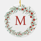 Monogram Wreated Kerstkeramische sieraad Keramisch Ornament (Achterkant)