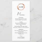 Monogram Wreated Roos Gold Foil Foto Wedding Menu (Voorkant)