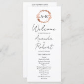 Monogram Wreated Roos Gold Foil Wedding Program (Voorkant / Achterkant)