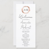 Monogram Wreated Roos Gold Foil Wedding Program (Voorkant)
