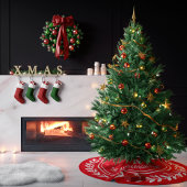 Monogram Wreated Striped Modern Red Kerstmis Kerstboom Rok