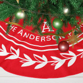 Monogram Wreated Striped Modern Red Kerstmis Kerstboom Rok