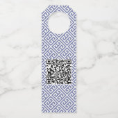 Monogram Wreater Blue White Bow Merry Kerstmis Flessenhanger (Achterkant)