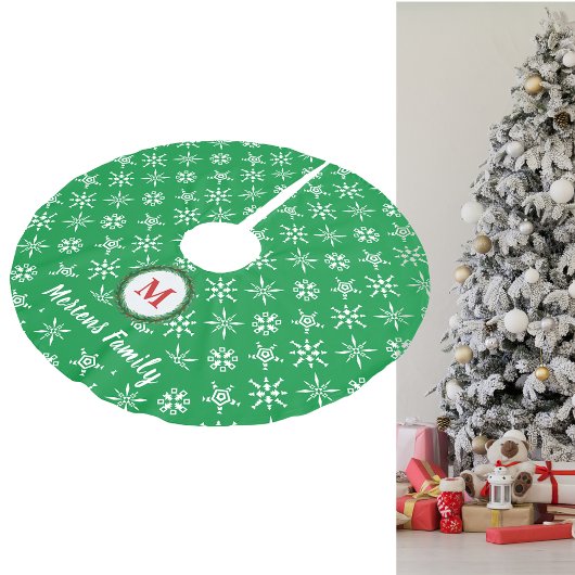 Monogram Wreater Jouw naam Green & White Snowflake Kerstboom Rok