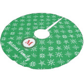 Monogram Wreater Jouw naam Green & White Snowflake Kerstboom Rok (Gekanteld)