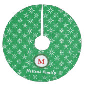 Monogram Wreater Jouw naam Green & White Snowflake Kerstboom Rok (Voorkant)