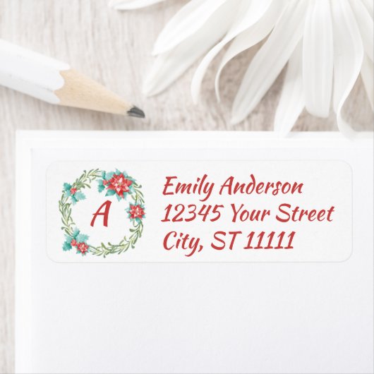 Monogram Wreater-kerstlabel Etiket (Insitu)