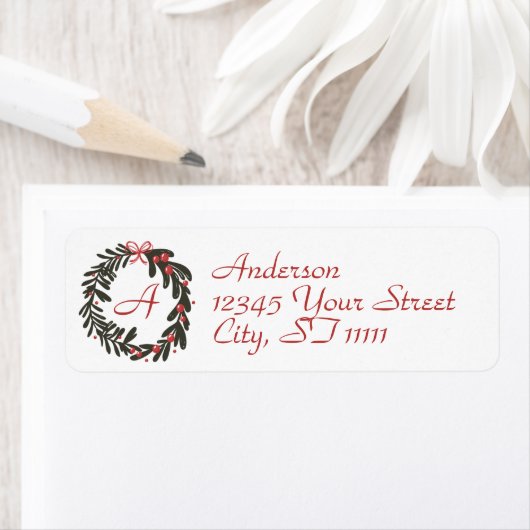 Monogram Wreater-kerstlabel Etiket (Insitu)