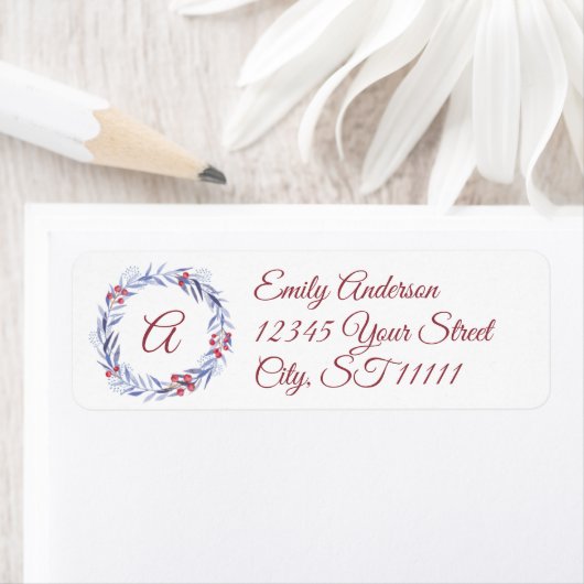 Monogram Wreater-kerstlabel Etiket (Insitu)